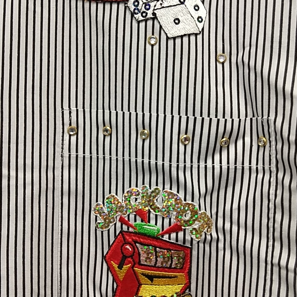 Las Vegas Sparkly Button Down Blouse - Picture 7 of 8